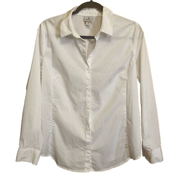Worthington Petite Stretch  Button Down Shirt Women's 14P White Long Sleeve - Picture 1 of 8